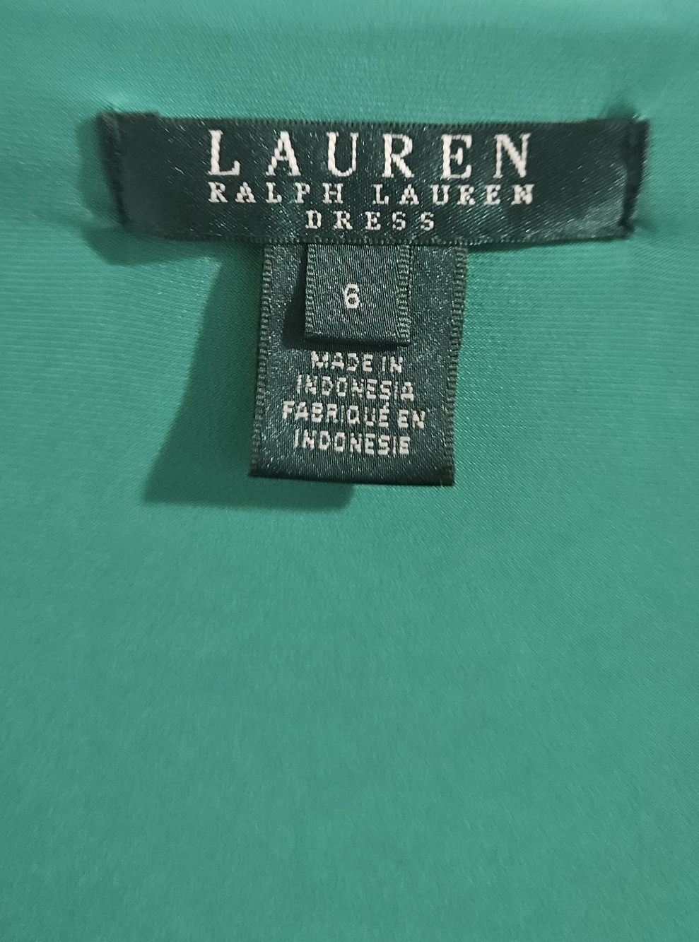 Lauren Ralph Lauren Faux-Wrap Green Ruched Sheath Dress - Size 6 - Picture 8 of 13